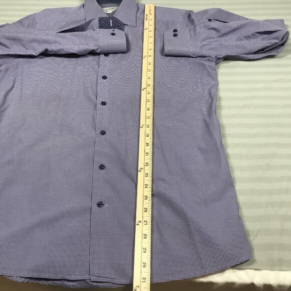 Eton Dress Shirt Mens 16.5 42 Blue White Gingham Check Contemporary Cotton - Picture 8 of 11